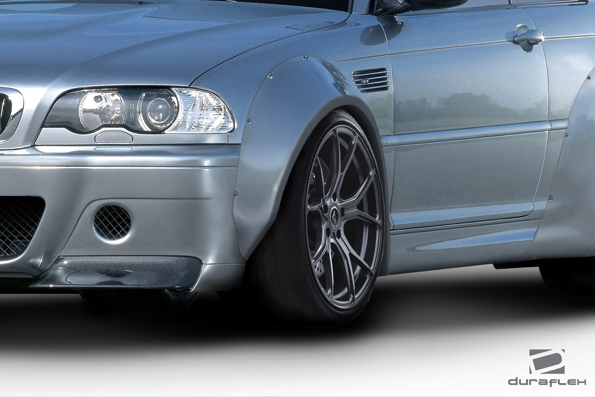 2001-2006 BMW M3 E46 Duraflex Circuit 50mm Front Fender Flares - 2 Piece / Vehicle Year Make Model Trim - 2001-2006-BMW M3 ALL / Product Type - Fender Flare / Style Name -Circuit / Kit Material - FRP (Fiberglass Reinforced Plastics) / Notes -