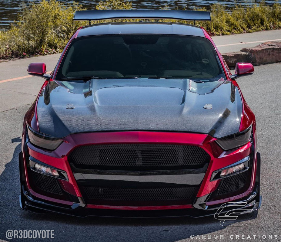 2015-2017 Ford Mustang Carbon Creations GT350 Look Hood - 1 Piece / Vehicle Year Make Model Trim - 2015-2017-Ford Mustang ALL / Product Type - Hood / Style Name -GT350 / Kit Material - Carbon Fiber / Notes - Note: Hood pins are required.
