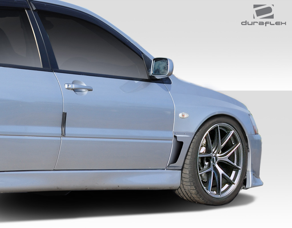 2003-2007 Mitsubishi Lancer Evolution 8 9 Duraflex VR-S Front Fenders - 4 Piece / Vehicle Year Make Model Trim - 2003-2007-Mitsubishi Evolution ALL / Product Type - Fender / Style Name -VR-S / Kit Material - FRP (Fiberglass Reinforced Plastics) / Notes -
