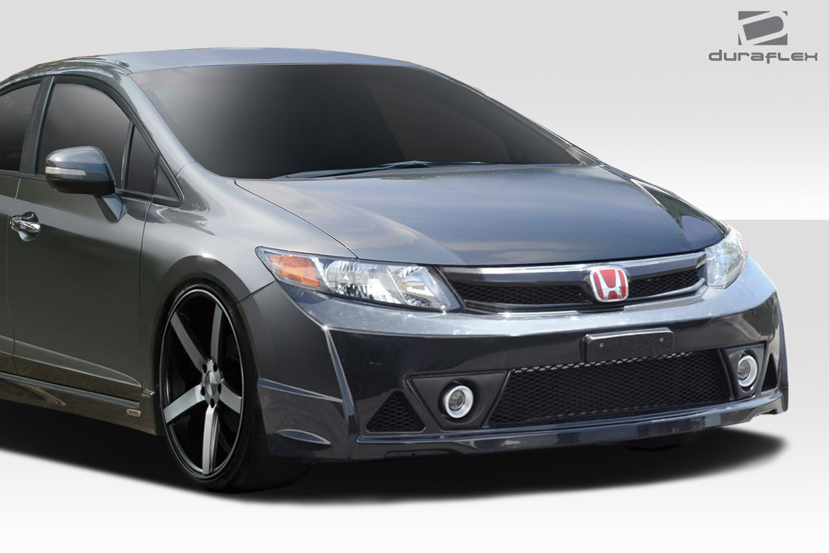 2012-2014 Honda Civic 4dr Duraflex MR Front Bumper - 1 Piece / Vehicle Year Make Model Trim - 2012-2014-Honda Civic 4DR / Product Type - Front Bumper / Style Name -MR / Kit Material - FRP (Fiberglass Reinforced Plastics) / Notes -