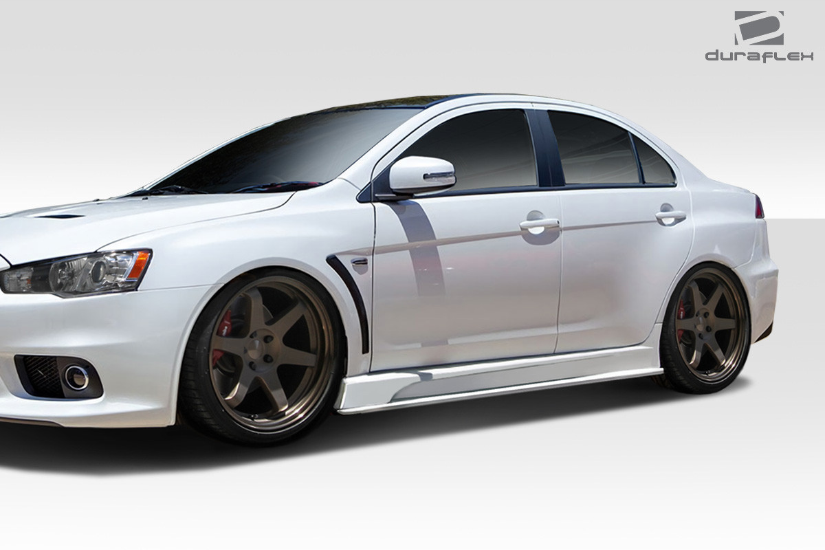 2008-2017 Mitsubishi Lancer Duraflex VR-S Sideskirt - 2 Piece / Vehicle Year Make Model Trim - 2008-2017-Mitsubishi Lancer ALL / Product Type - Sideskirts / Style Name -VR-S / Kit Material - FRP (Fiberglass Reinforced Plastics) / Notes -