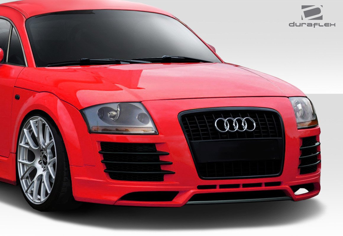 2000-2006 Audi TT 8N Duraflex R8 Look Front Bumper - 1 Piece / Vehicle Year Make Model Trim - 2000-2006-Audi TT ALL / Product Type - Front Bumper / Style Name -R8 Look / Kit Material - FRP (Fiberglass Reinforced Plastics) / Notes - Note: Center grill not included in front bumper, Requires the use of grille from 2006-2008 Audi A3.