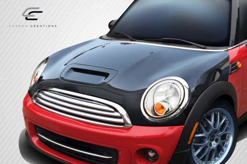 2007-2013 Mini Cooper Hatchback R56 Clubman R55 2009-2015 Cooper convertible R57 2012-2015 Cooper Coupe / Roadster R58 R59 Carbon Creations DriTech S OEM Look Hood - 1 Piece / Vehicle Year Make Model Trim - 2007-2015-MINI Cooper ALL / Product Type - Hood / Style Name -OEM Look / Kit Material - Carbon Fiber / Notes - Note: Hood pins are required.