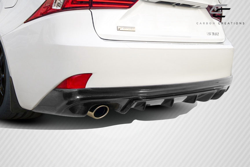 2014-2016 Lexus IS Series IS350 IS250 Carbon Creations AM Design Style Rear Diffuser - 1 Piece ( F Sport Models only) / Vehicle Year Make Model Trim - 2014-2016-Lexus IS ALL / Product Type - Rear Lip/Add On / Style Name -AM Design / Kit Material - Carbon Fiber / Notes -