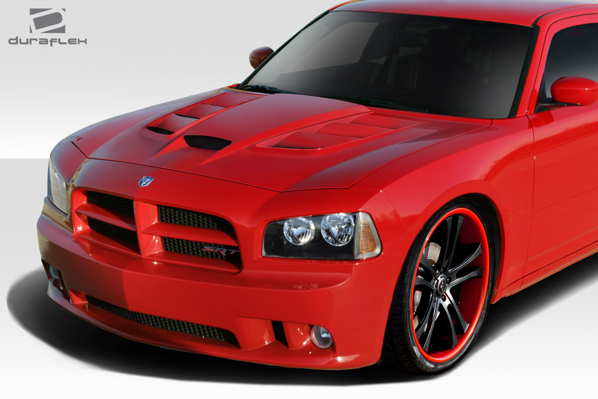2006-2010 Dodge Charger Duraflex Viper Look Hood - 1 Piece / Vehicle Year Make Model Trim - 2006-2010-Dodge Charger ALL / Product Type - Hood / Style Name -Viper Look / Kit Material - FRP (Fiberglass Reinforced Plastics) / Notes - Note: Hood pins are required.