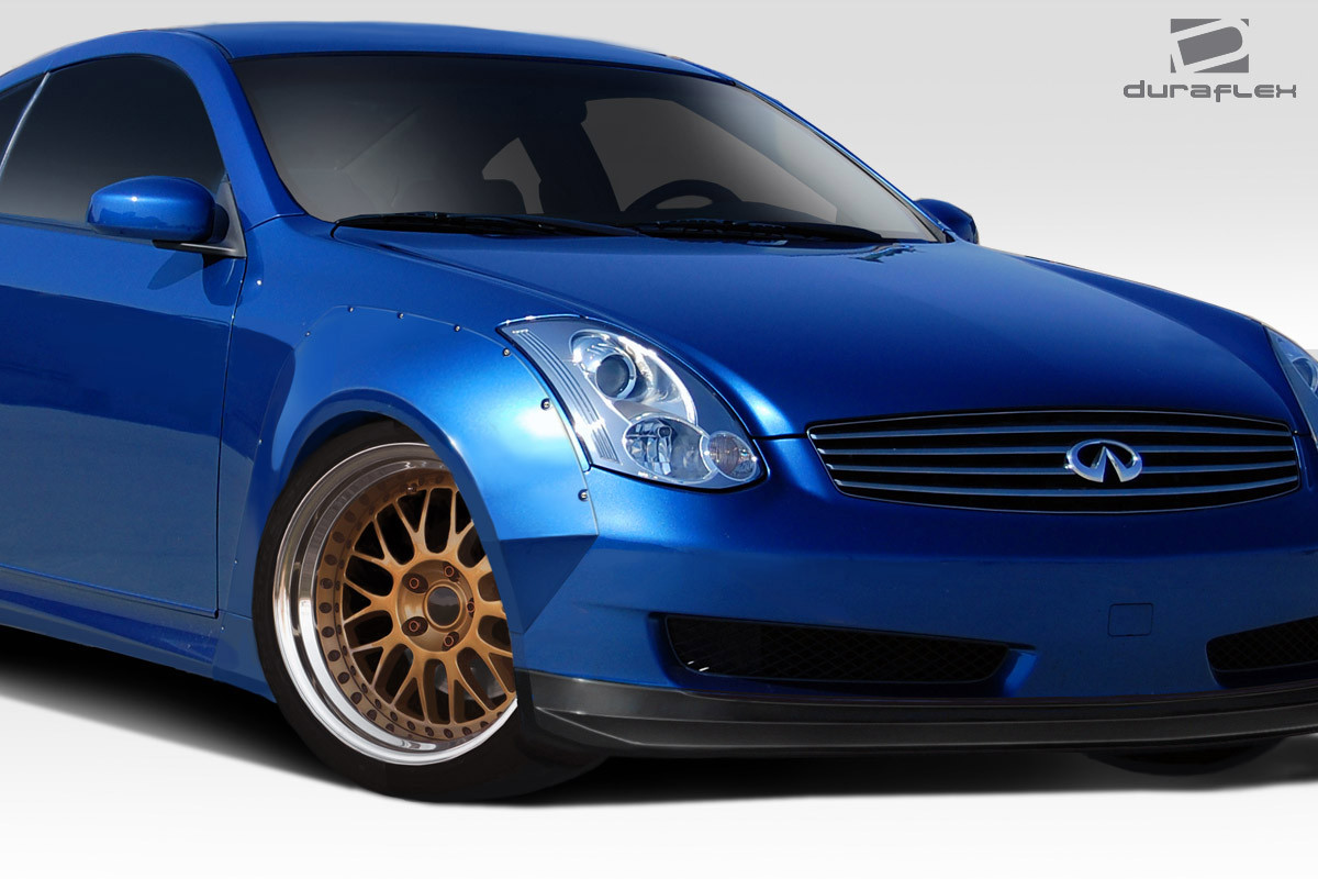 2003-2007 Infiniti G Coupe G35 Duraflex Circuit 75mm Front Fender Flares ( Fender caps not included ) - 2 Piece / Vehicle Year Make Model Trim - 2003-2007-Infiniti G Coupe 2DR / Product Type - Fender Flare / Style Name -Circuit / Kit Material - FRP (Fiberglass Reinforced Plastics) / Notes -
