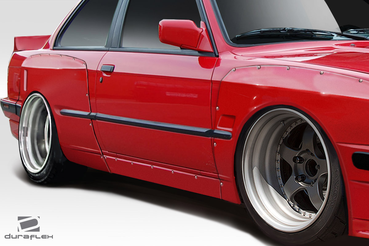 1984-1991 BMW 3 Series E30 Duraflex TKO Side Skirts - 2 Piece / Vehicle Year Make Model Trim - 1984-1991-BMW 3 Series ALL / Product Type - Sideskirts / Style Name -TKO / Kit Material - FRP (Fiberglass Reinforced Plastics) / Notes - note: must be used with TKO widebody front and rear fender flares
