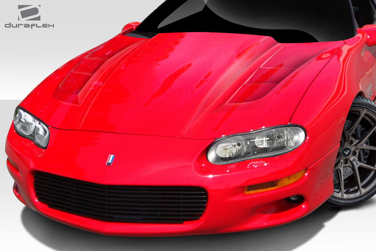 1998-2002 Chevrolet Camaro Duraflex H Design Hood - 1 Piece / Vehicle Year Make Model Trim - 1998-2002-Chevrolet Camaro ALL / Product Type - Hood / Style Name -H Design / Kit Material - FRP (Fiberglass Reinforced Plastics) / Notes - Note: Hood pins are required.