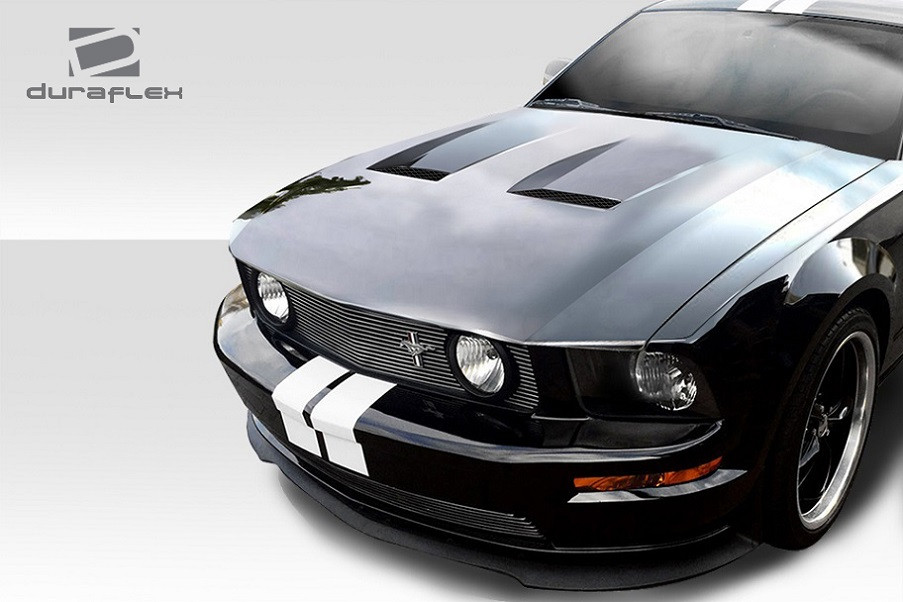 2005-2009 Ford Mustang Duraflex CVX Hood - 1 Piece / Vehicle Year Make Model Trim - 2005-2009-Ford Mustang ALL / Product Type - Hood / Style Name -CVX / Kit Material - FRP (Fiberglass Reinforced Plastics) / Notes - Note: Hood pins are required.