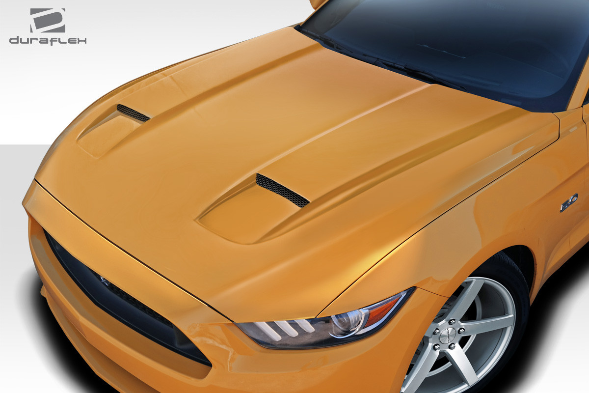 2015-2017 Ford Mustang Duraflex MK7 Look Hood - 1 Piece / Vehicle Year Make Model Trim - 2015-2017-Ford Mustang ALL / Product Type - Hood / Style Name -MK7 / Kit Material - FRP (Fiberglass Reinforced Plastics) / Notes - Note: Hood pins are required.