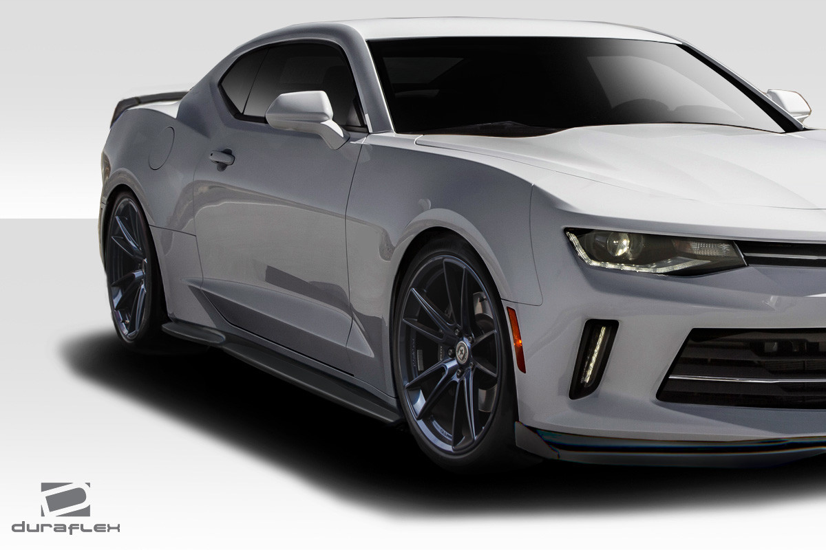 2016-2023 Chevrolet Camaro Duraflex Arsenal Side Skirts - 2 Piece / Vehicle Year Make Model Trim - 2016-2023-Chevrolet Camaro ALL / Product Type - Sideskirts / Style Name -Arsenal / Kit Material - FRP (Fiberglass Reinforced Plastics) / Notes -