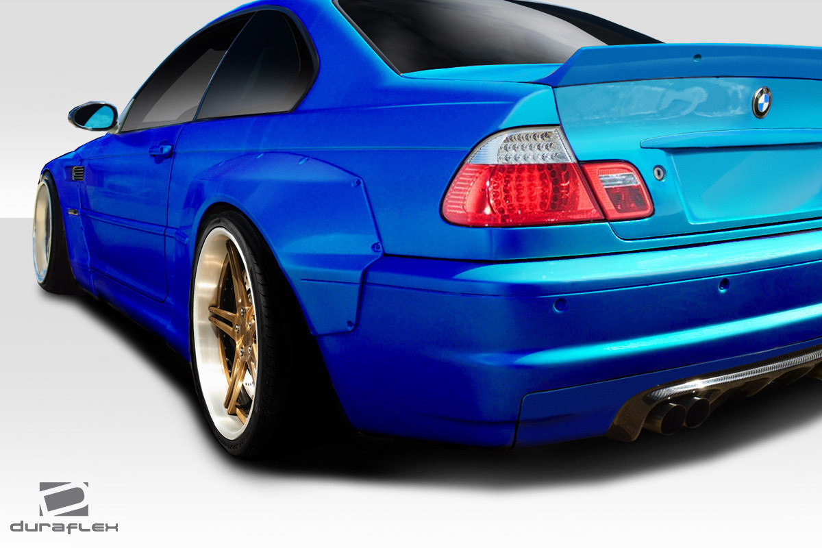 2001-2006 BMW M3 E46 Duraflex Circuit Rear Fender Flares - 2 Piece / Vehicle Year Make Model Trim - 2001-2006-BMW M3 ALL / Product Type - Fender Flare / Style Name -Circuit / Kit Material - FRP (Fiberglass Reinforced Plastics) / Notes -