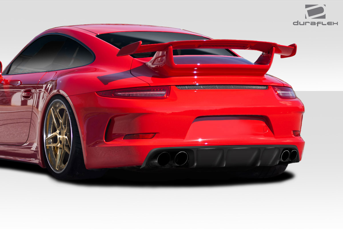2012-2015 Porsche 911 Carrera 991 Eros GT3 Look Rear Bumper ( includes reflectors ) - 2 Piece / Vehicle Year Make Model Trim - 2012-2015-Porsche 991 ALL / Product Type - Rear Bumper / Style Name -GT3 / Kit Material - FRP (Fiberglass Reinforced Plastics) / Notes -
