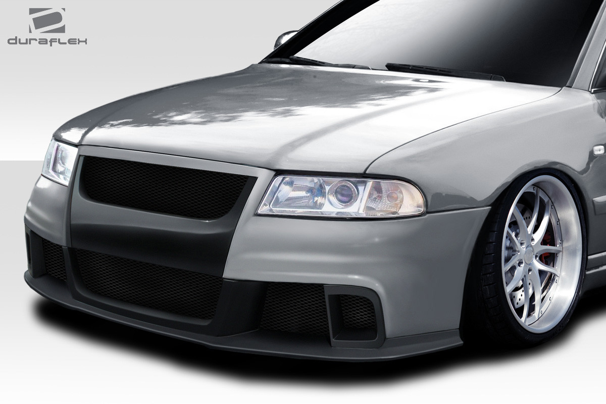 1996-2001 Audi A4 S4 B5 Duraflex Version 2 Front Bumper - 1 Piece (S) / Vehicle Year Make Model Trim - 1996-2001-Audi A4 ALL / Product Type - Front Bumper / Style Name -Version 2 / Kit Material - FRP (Fiberglass Reinforced Plastics) / Notes - Note: hood needs to be cut in order to install front bumper