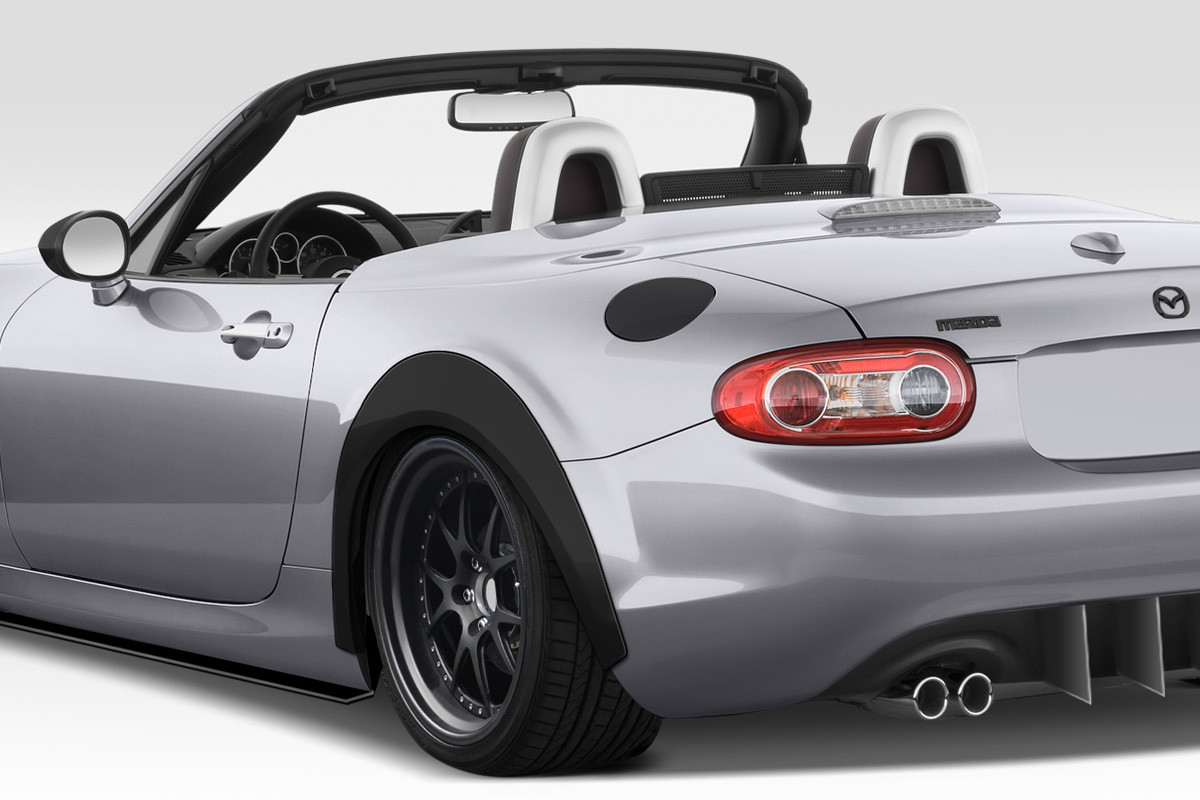 2006-2015 Mazda Miata Super20 Look Style Duraflex Rear Fender Flares - 2 Piece / Vehicle Year Make Model Trim - 2006-2015-Mazda Miata ALL / Product Type - Fender Flare / Style Name -Super20 Look / Kit Material - FRP (Fiberglass Reinforced Plastics) / Notes -