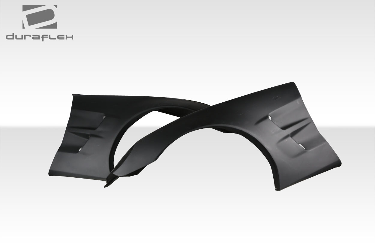 2005-2013 Chevrolet Corvette C6 Duraflex ZR1 Look Front Fenders - 2 Piece / Vehicle Year Make Model Trim - 2005-2013-Chevrolet Corvette ALL / Product Type - Fender / Style Name -ZR1 Look / Kit Material - FRP (Fiberglass Reinforced Plastics) / Notes - Note: Fenders are designed for Z06/ Grand Sport/ Zr1 Models only. Base models will require modifications for proper installation