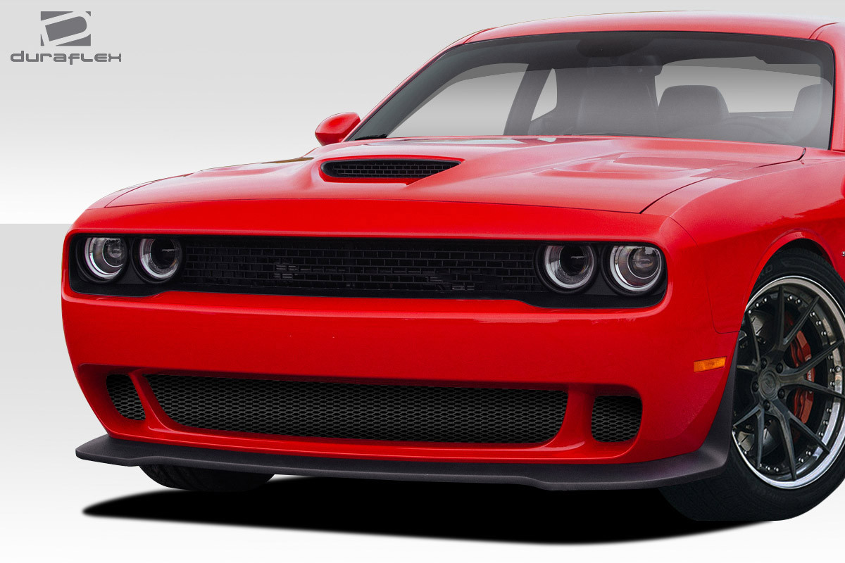 2008-2023 Dodge Challenger Duraflex Hellcat Look Front Lip - 1 Piece / Vehicle Year Make Model Trim - 2008-2023-Dodge Challenger ALL / Product Type - Front Lip/Add On / Style Name -Hellcat Look / Kit Material - FRP (Fiberglass Reinforced Plastics) / Notes - Note: Will only fit Hellcat look front bumpers 113983 and 113984