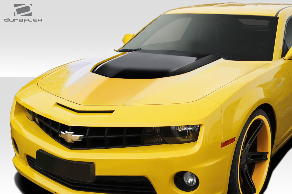 2010-2015 Chevrolet Camaro Duraflex ZL1 Version 2 Hood - 1 Piece / Vehicle Year Make Model Trim - 2010-2015-Chevrolet Camaro ALL / Product Type - Hood / Style Name -ZL1 Version 2 / Kit Material - FRP (Fiberglass Reinforced Plastics) / Notes - Hood pins are required.