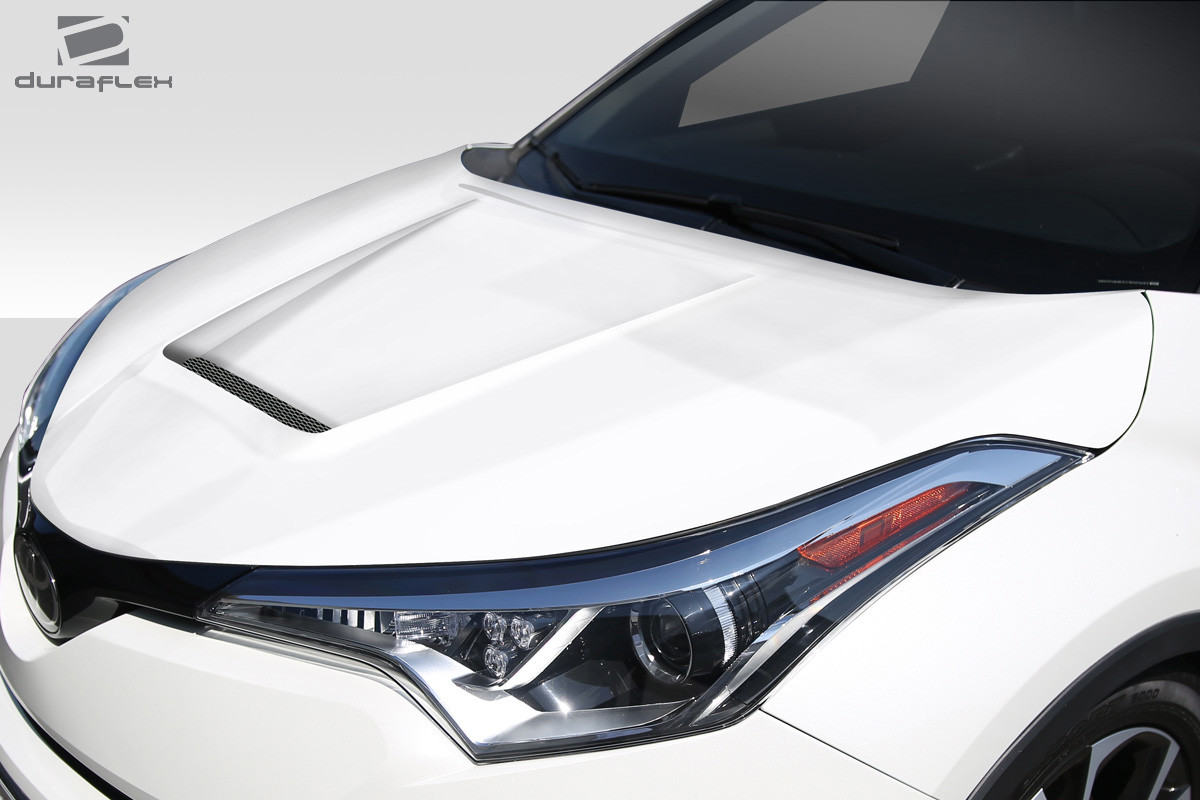 2018-2022 Toyota C-HR Duraflex Circuit Hood - 1 Piece / Vehicle Year Make Model Trim - 2018-2022-Toyota C-HR ALL / Product Type - Hood / Style Name -Circuit / Kit Material - FRP (Fiberglass Reinforced Plastics) / Notes - Note Hood pins are required.