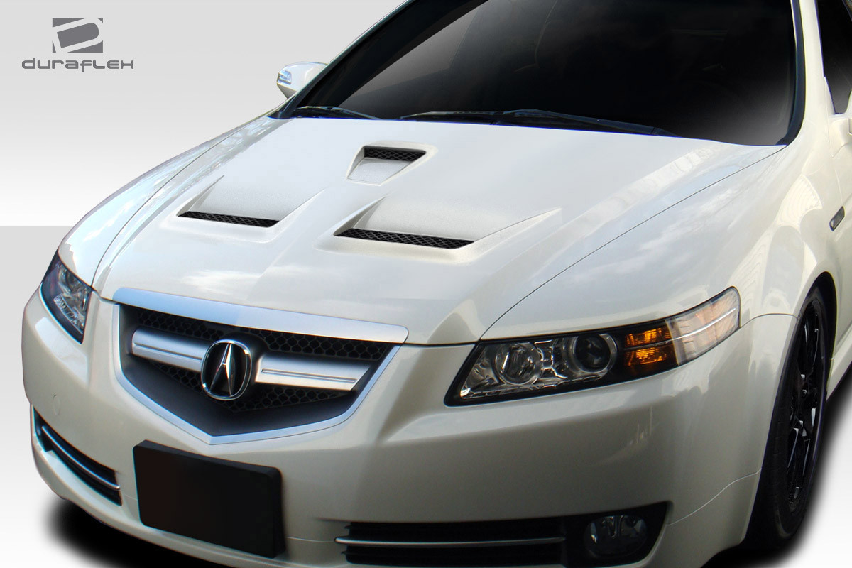 2004-2008 Acura TL Duraflex C-1 Hood - 1 Piece / Vehicle Year Make Model Trim - 2004-2008-Acura TL ALL / Product Type - Hood / Style Name -C-1 / Kit Material - FRP (Fiberglass Reinforced Plastics) / Notes - Note: Hood pins are required.
