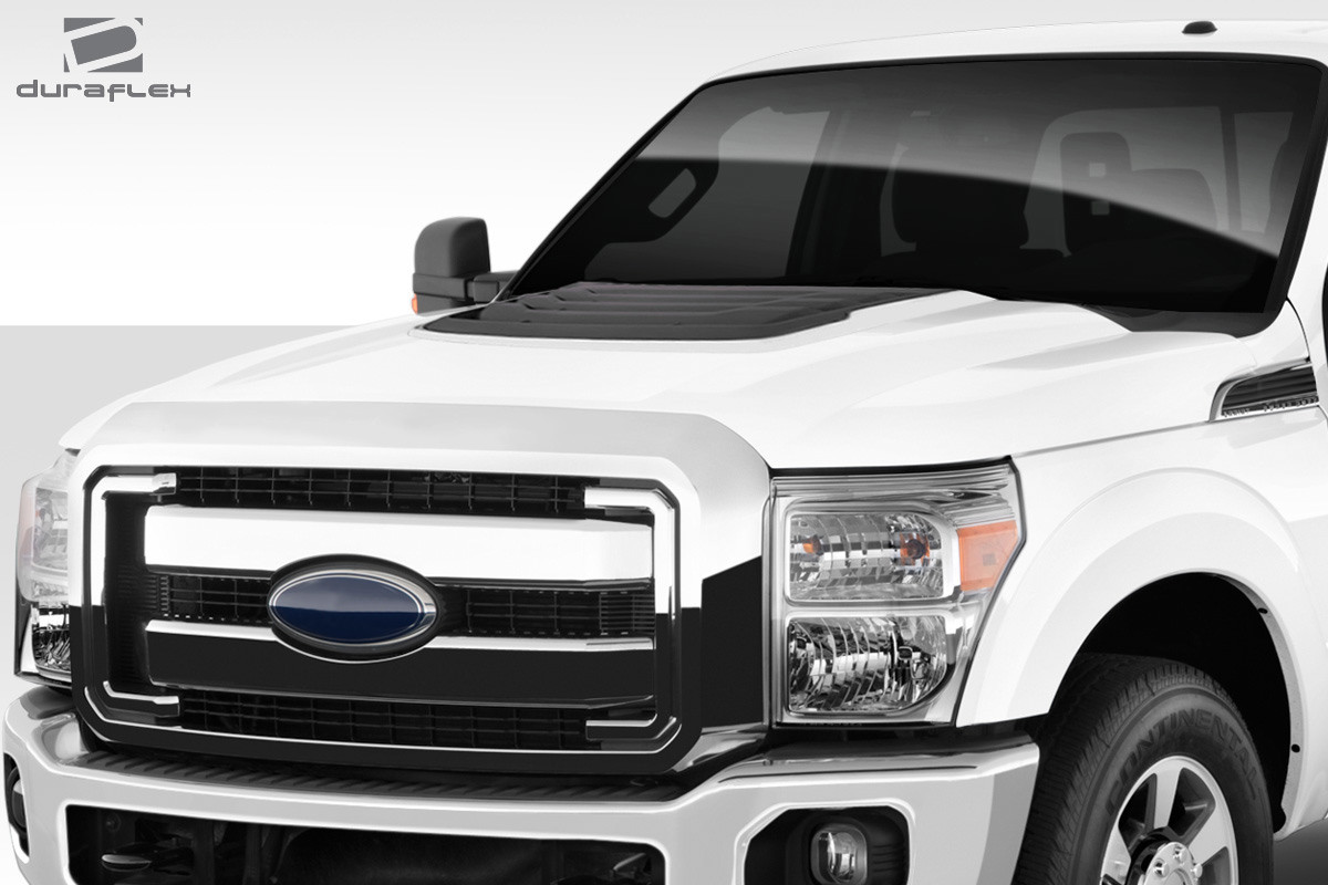 2011-2016 Ford Super Duty F250 F350 F450 Duraflex Raptor Look Hood - 1 Piece / Vehicle Year Make Model Trim - 2011-2016-Ford Super Duty ALL / Product Type - Hood / Style Name -Raptor Look / Kit Material - FRP (Fiberglass Reinforced Plastics) / Notes - Note: Hood pins are required.