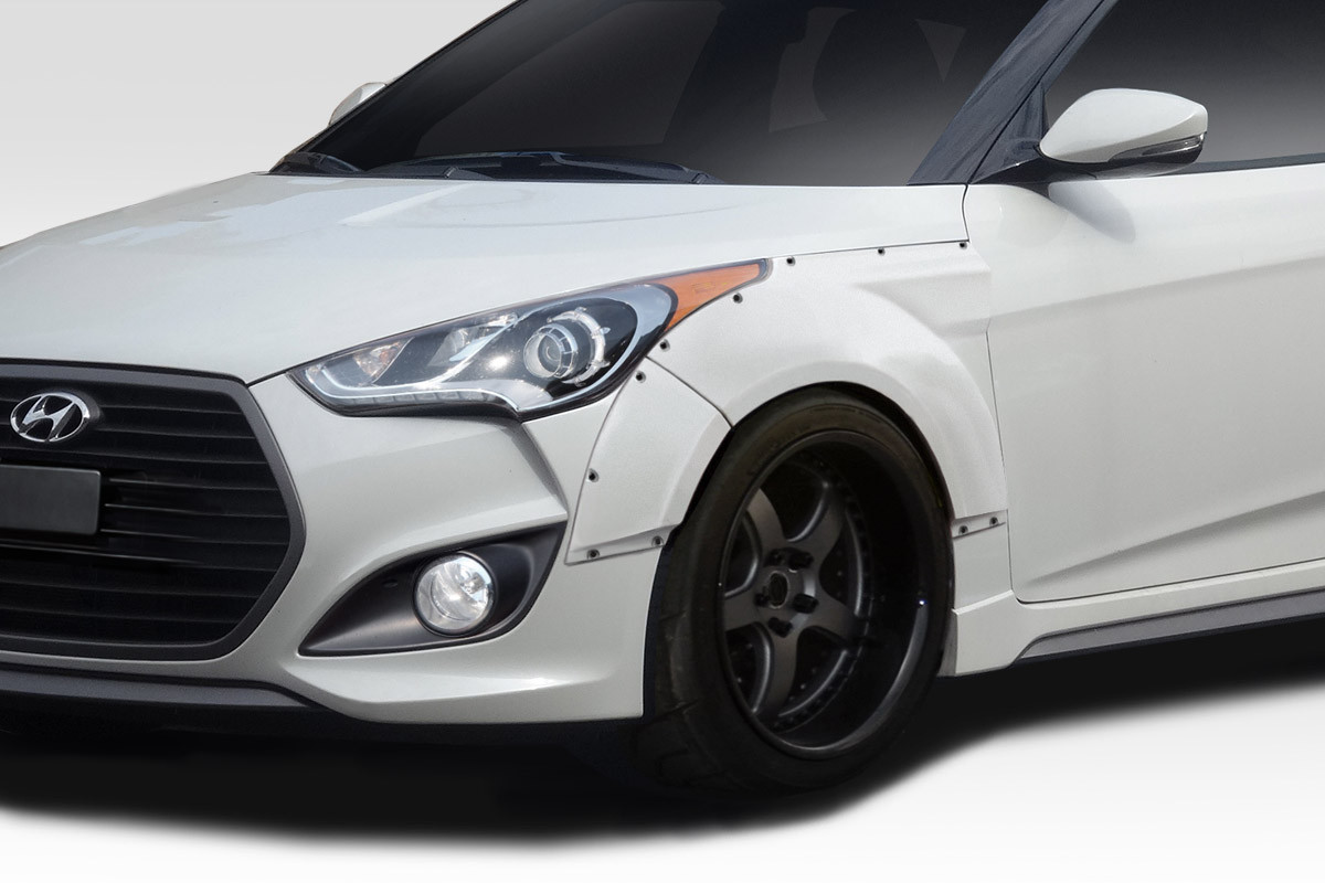 2012-2017 Hyundai Veloster Turbo Duraflex Envision Front Fender Flares - 4 piece / Vehicle Year Make Model Trim - 2012-2017-Hyundai Veloster ALL / Product Type - Fender Flare / Style Name -Envision / Kit Material - FRP (Fiberglass Reinforced Plastics) / Notes -