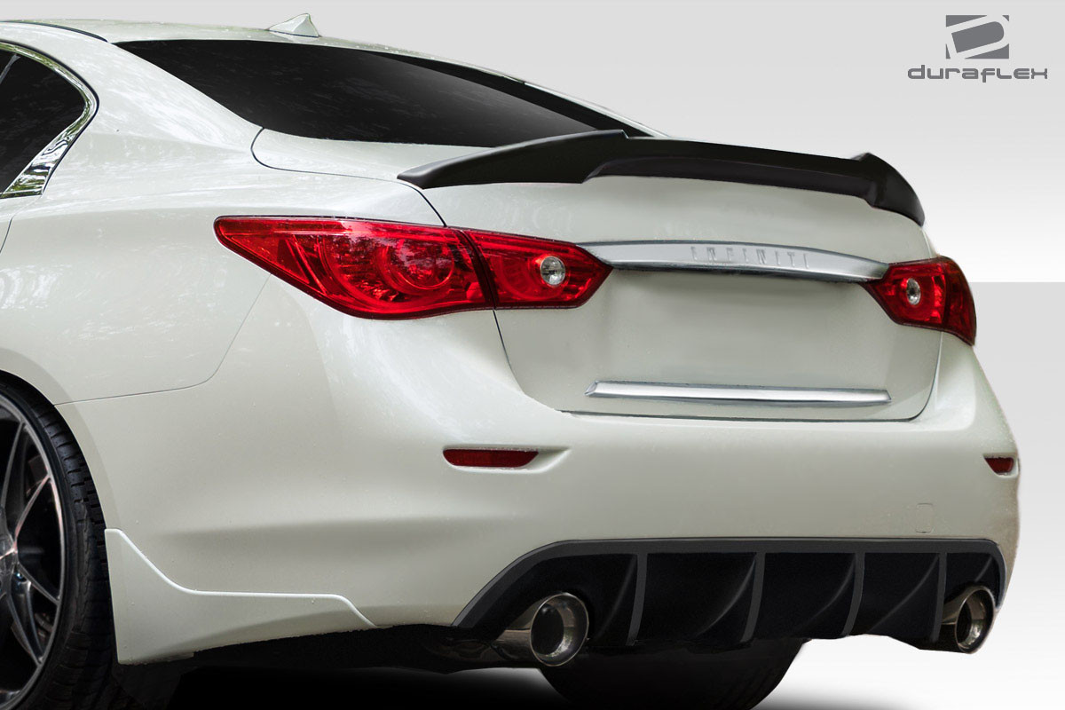 2014-2023 Infiniti Q50 Duraflex A Spec Wing Spoiler - 1 Piece / Vehicle Year Make Model Trim - 2014-2023-Infiniti Q50 ALL / Product Type - Wing / Style Name -A Spec / Kit Material - FRP (Fiberglass Reinforced Plastics) / Notes -