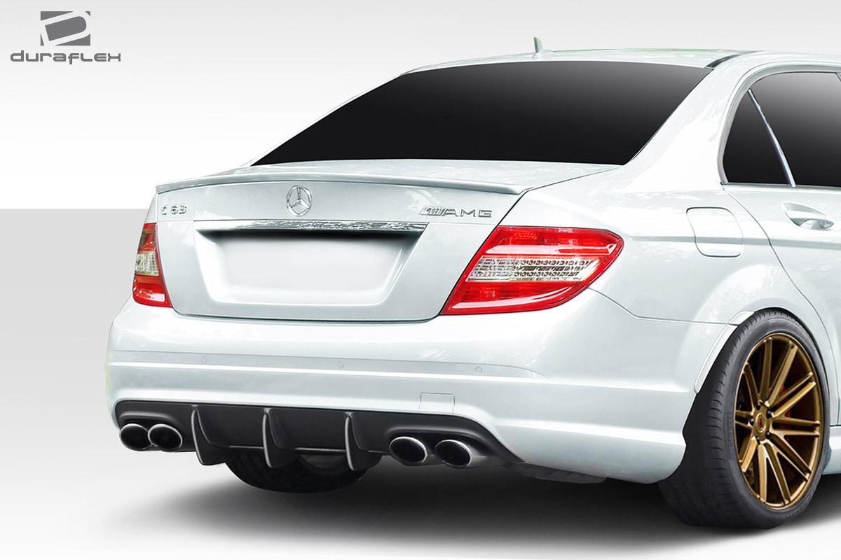 2008-2011 Mercedes C Class / C63 W204 Duraflex Super Fin Rear Diffuser - 1 Piece ( fits AMG Bumper only ) / Vehicle Year Make Model Trim - 2008-2011-Mercedes C63 ALL / Product Type - Rear Lip/Add On / Style Name -Super Fin / Kit Material - FRP (Fiberglass Reinforced Plastics) / Notes -