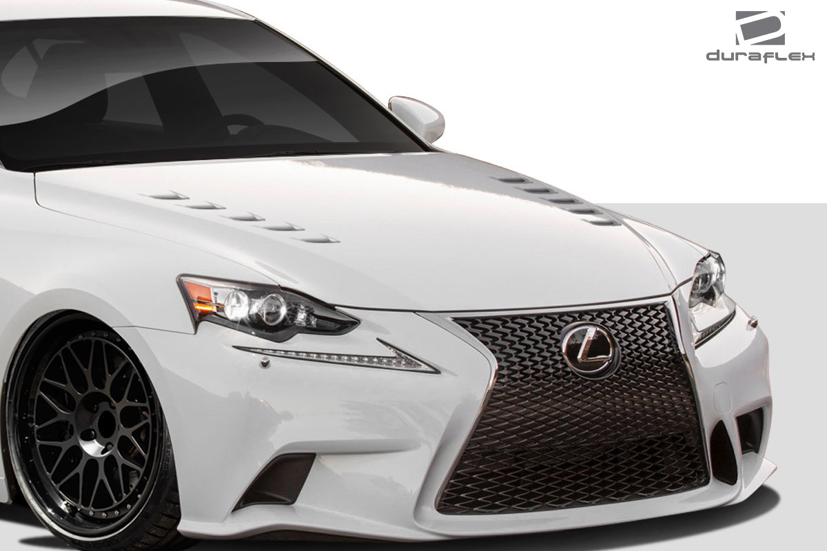 2014-2016 Lexus IS Series IS350 IS250 Duraflex Bolt Hood - 1 Piece / Vehicle Year Make Model Trim - 2014-2016-Lexus IS ALL / Product Type - Hood / Style Name -Bolt / Kit Material - FRP (Fiberglass Reinforced Plastics) / Notes - Note: Hood pins are required.