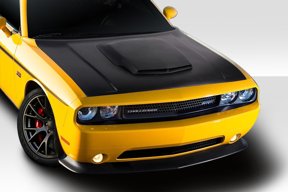 2008-2023 Dodge Challenger Duraflex TA Look Hood - 1 Piece / Vehicle Year Make Model Trim - 2008-2023-Dodge Challenger ALL / Product Type - Hood / Style Name -TA Look / Kit Material - FRP (Fiberglass Reinforced Plastics) / Notes - Note: Hood pins are required.