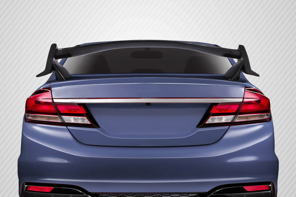2006-2015 Honda Civic 4DR Sedan Carbon Creations Type R Look Rear Wing Spoiler - 1 Piece / Vehicle Year Make Model Trim - 2006-2015-Honda Civic 4DR / Product Type - Wing / Style Name -Type R Look / Kit Material - Carbon Fiber / Notes -