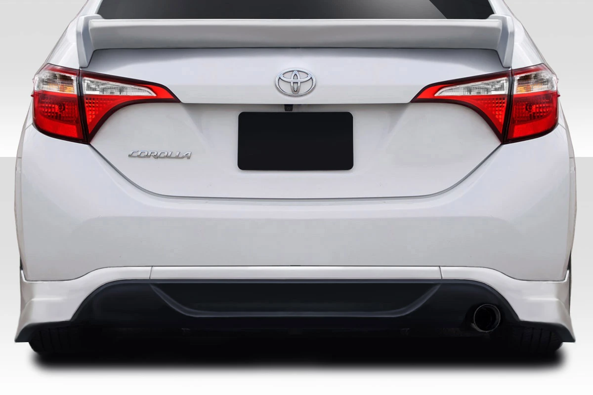 2014-2016 Toyota Corolla Duraflex Zeta Rear Lip - 2 Piece / Vehicle Year Make Model Trim - 2014-2016-Toyota Corolla ALL / Product Type - Rear Lip/Add On / Style Name -Zeta / Kit Material - FRP (Fiberglass Reinforced Plastics) / Notes - Note: must be used with 115074, this is the side pieces only