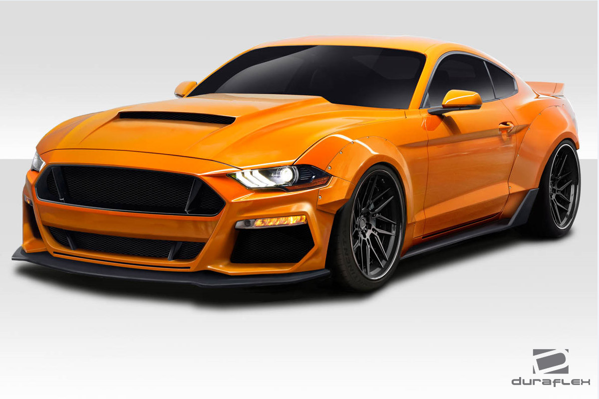2018-2023 Ford Mustang Duraflex Grid Wide Body Kit - 15 piece - Includes Grid Front Bumper (115000) Grid Side Skirts (115004) Grid Rear Diffuser (115003) Grid Front Fender Flares (114997) Grid Rear Fender Flares (112567)  Grid Wing Spoiler (112568) / Vehicle Year Make Model Trim - 2018-2023-Ford Mustang 2DR / Product Type - Kit / Style Name -Grid / Kit Material - FRP (Fiberglass Reinforced Plastics) / Notes -