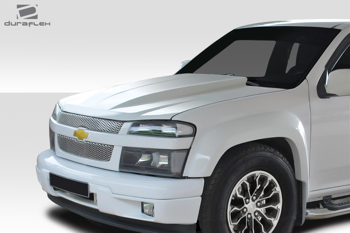2004-2012 Chevrolet Colorado GMC Canyon Duraflex Cowl Hood - 1 Piece / Vehicle Year Make Model Trim - 2004-2012-Chevrolet Colorado ALL / Product Type - Hood / Style Name -Cowl / Kit Material - FRP (Fiberglass Reinforced Plastics) / Notes - Note: Hood pins are required.