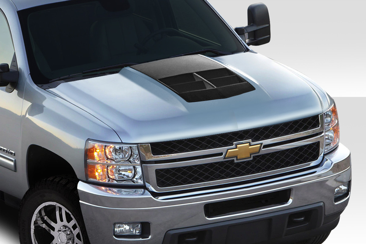 2007-2013 Chevrolet Silverado Duraflex ZL1 Look Hood - 1 Piece / Vehicle Year Make Model Trim - 2007-2013-Chevrolet Silverado ALL / Product Type - Hood / Style Name -ZL1 Look / Kit Material - FRP (Fiberglass Reinforced Plastics) / Notes - Note: Hood pins are required.