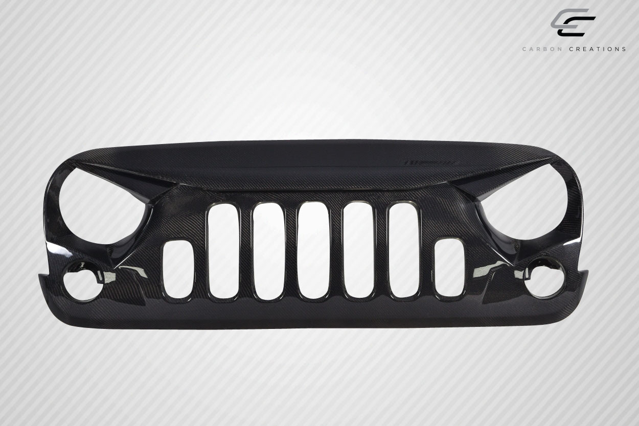2007-2018 Jeep Wrangler Carbon Creations Predator Grille - 1 Piece (S) / Vehicle Year Make Model Trim - 2007-2018-Jeep Wrangler ALL / Product Type - Grilles / Style Name -Predator / Kit Material - Carbon Fiber / Notes -