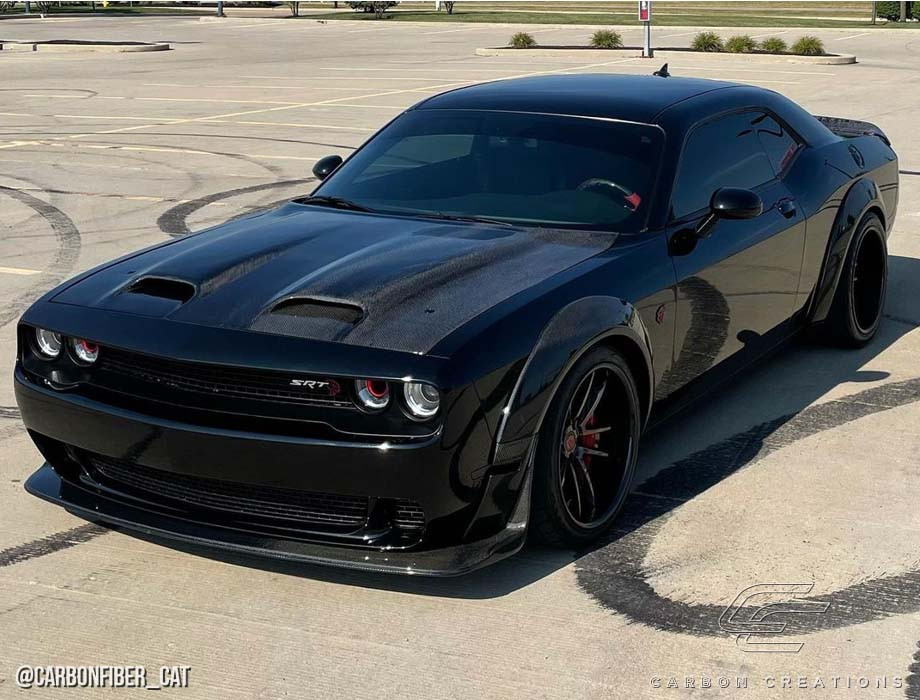 2008-2023 Dodge Challenger Carbon Creations Redeye Look Hood - 1 Piece / Vehicle Year Make Model Trim - 2008-2023-Dodge Challenger ALL / Product Type - Hood / Style Name -Redeye Look / Kit Material - Carbon Fiber / Notes - Note: Hood pins are required.
