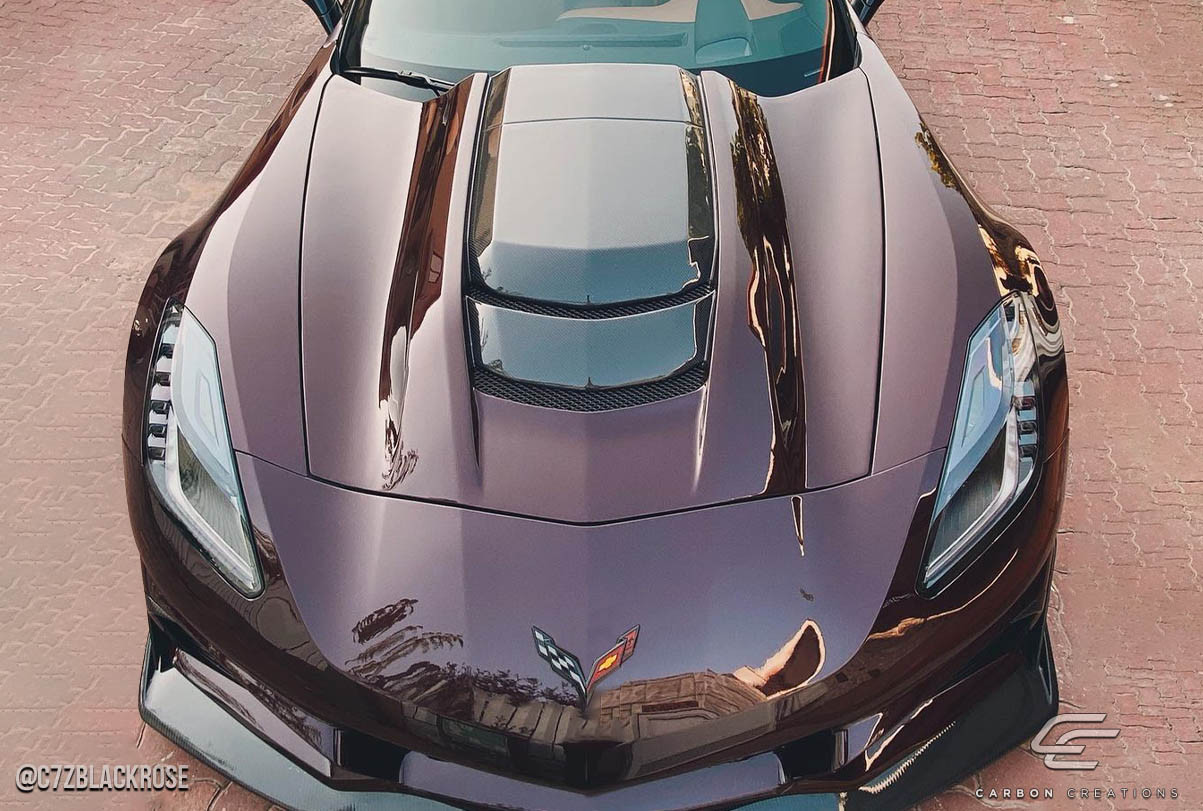 2014-2019 Chevrolet Corvette C7 Carbon Creations ZR1 Look Hood -1 Piece / Vehicle Year Make Model Trim - 2014-2019-Chevrolet Corvette ALL / Product Type - Hood / Style Name -ZR1 Look / Kit Material - Carbon Fiber / Notes - Note: Hood pins are required.