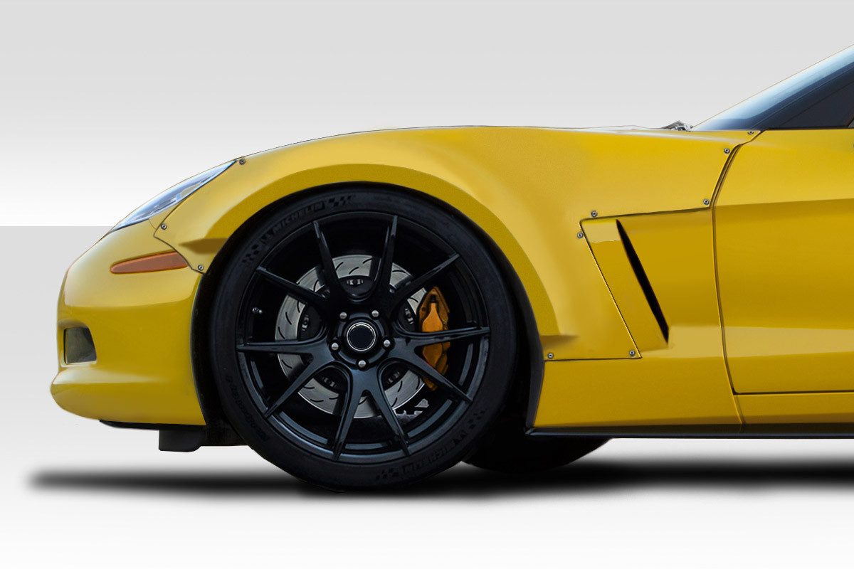 2005-2013 Chevrolet Corvette C6 Duraflex D Sport Front Fender Flares - 2 Piece / Vehicle Year Make Model Trim - 2005-2013-Chevrolet Corvette ALL / Product Type - Fender Flare / Style Name -D Sport / Kit Material - FRP (Fiberglass Reinforced Plastics) / Notes - Note: Fits base model only.