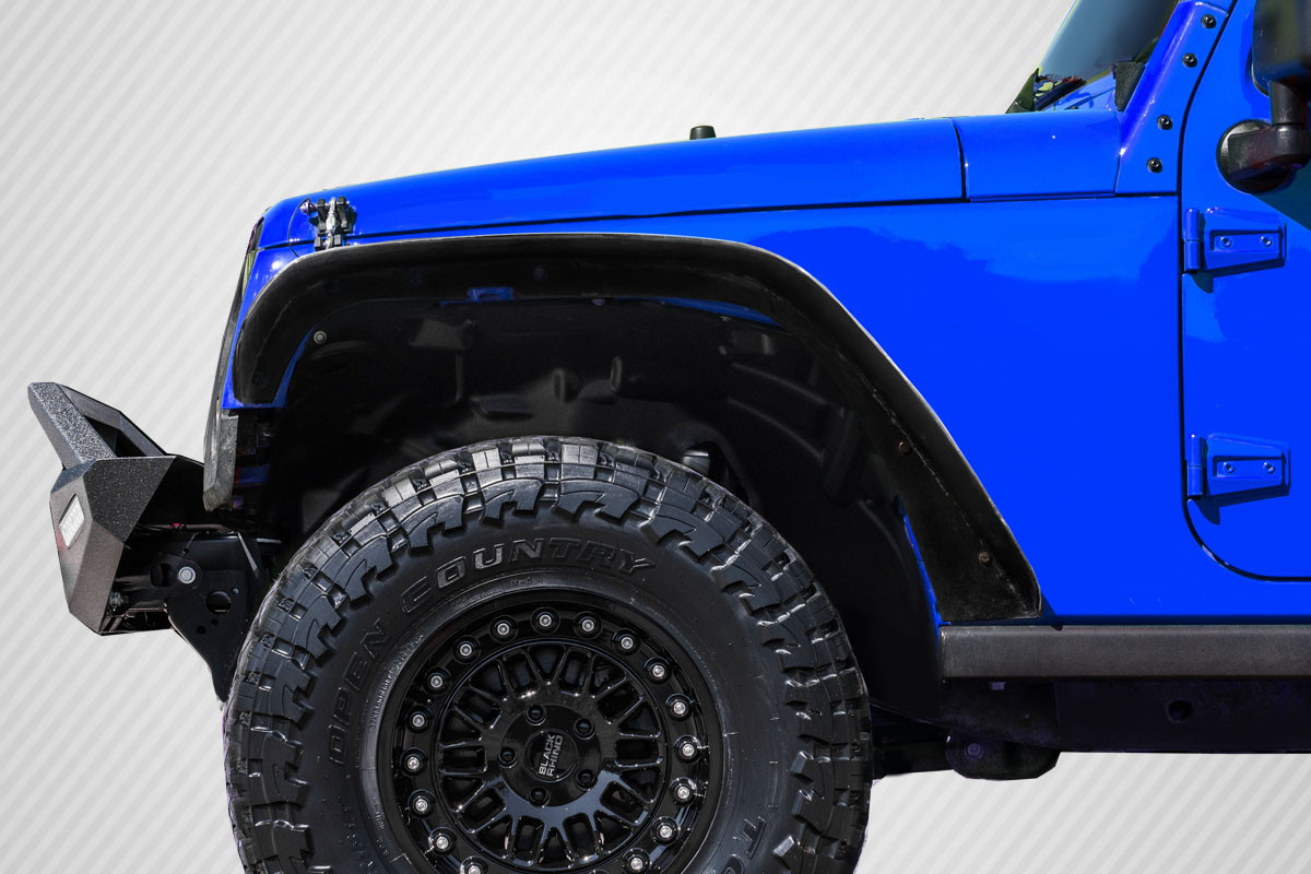 2007-2018 Jeep Wrangler JK Carbon Creations Rugged Front Fenders - 2 Piece (S) / Vehicle Year Make Model Trim - 2007-2018-Jeep Wrangler ALL / Product Type - Fender / Style Name -Rugged / Kit Material - Carbon Fiber / Notes -