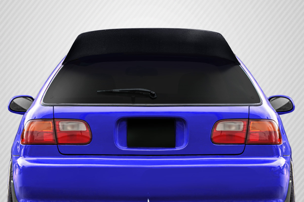 1992-1995 Honda Civic HB Carbon Creations Demon Rear Roof Wing Spoiler - 1 Piece / Vehicle Year Make Model Trim - 1992-1995-Honda Civic HB / Product Type - Wing / Style Name -Demon / Kit Material - Carbon Fiber / Notes -