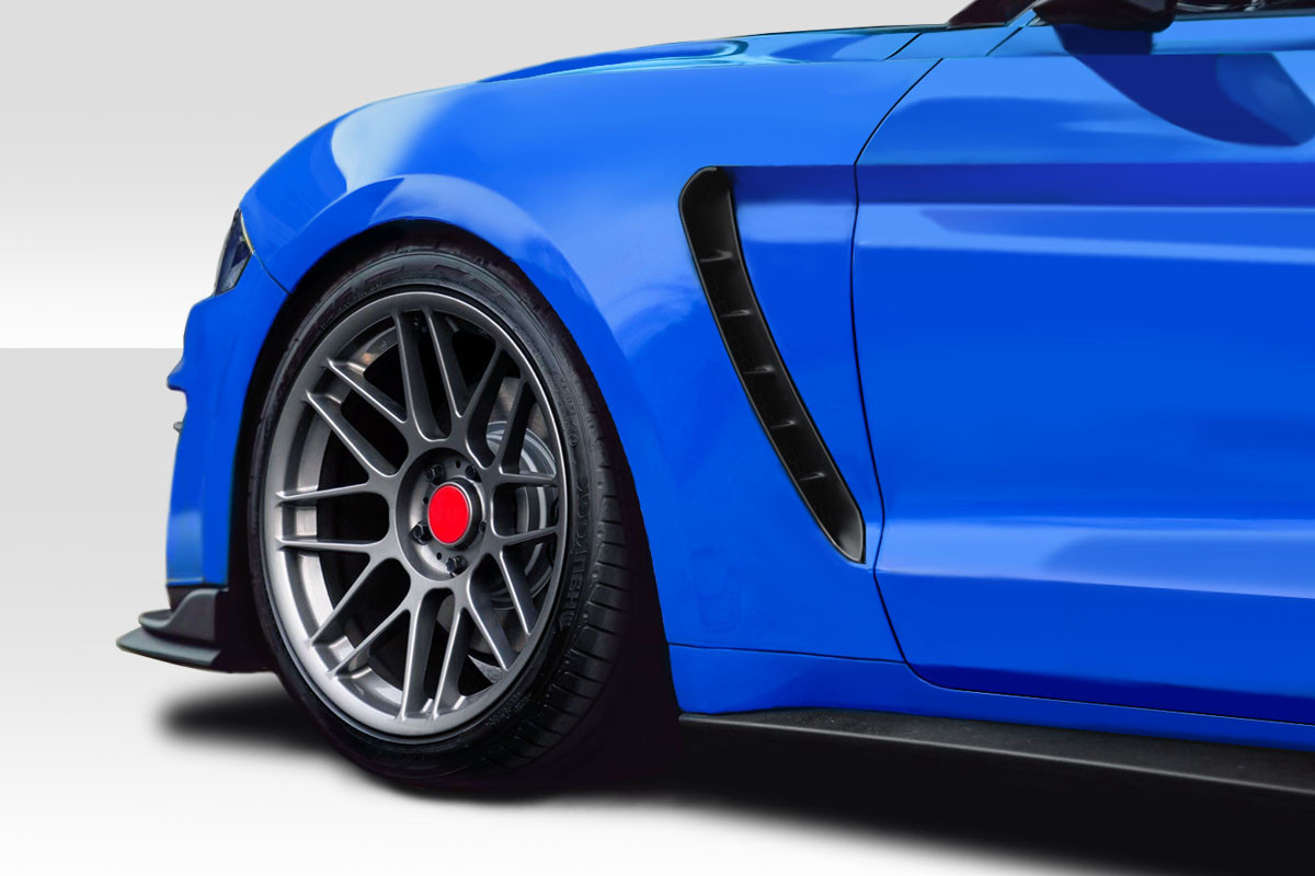 2018-2023 Ford Mustang Duraflex GT500 Wide Body Front Fenders - 2 Piece / Vehicle Year Make Model Trim - 2018-2023-Ford Mustang ALL / Product Type - Fender / Style Name -GT500 / Kit Material - FRP (Fiberglass Reinforced Plastics) / Notes -