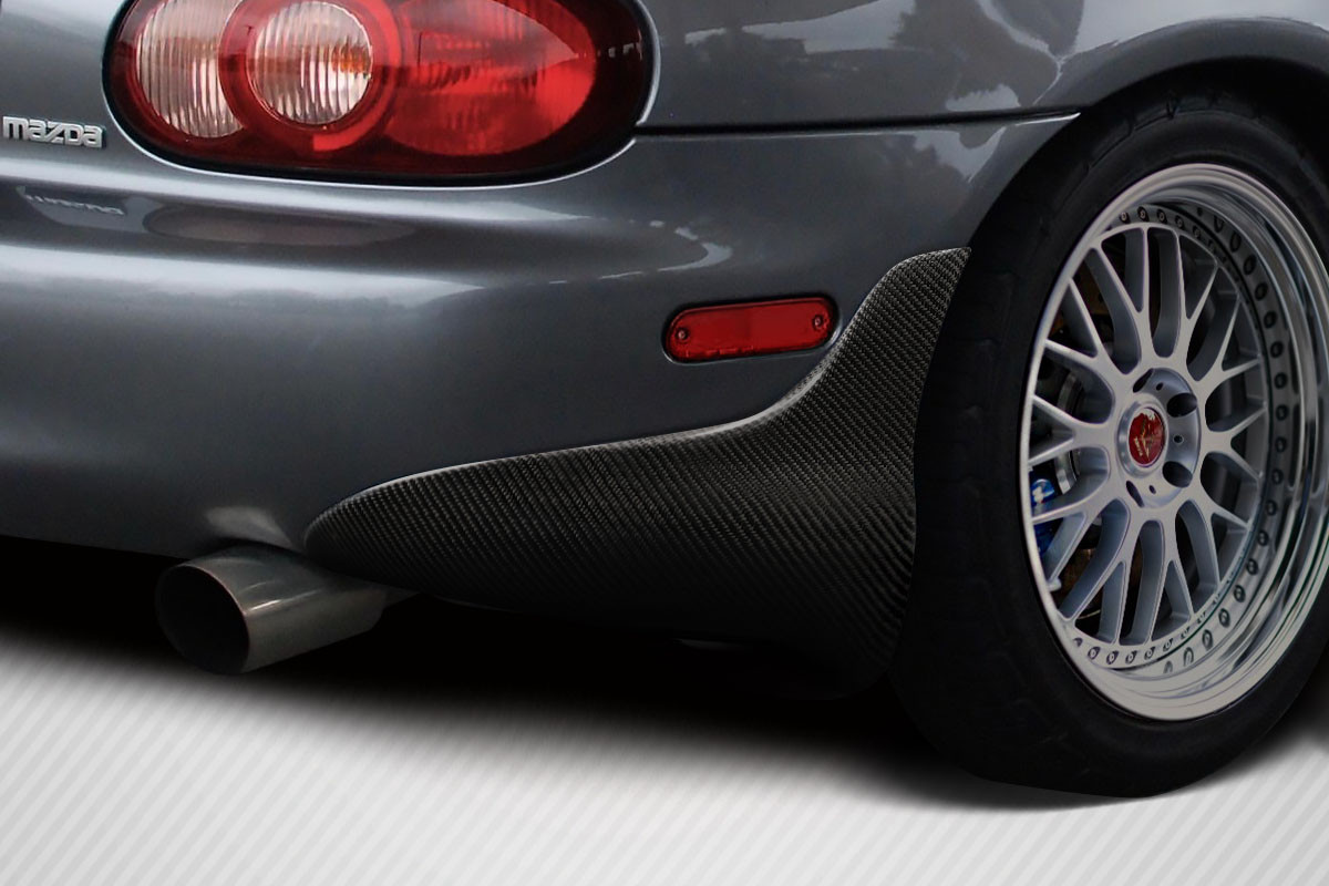 1999-2005 Mazda Miata MX-5 Carbon Creations M1 Speed Mud Flaps - 2 Piece / Vehicle Year Make Model Trim - 1999-2005-Mazda Miata ALL / Product Type - Rear Lip/Add On / Style Name -M1 Speed / Kit Material - Carbon Fiber / Notes -