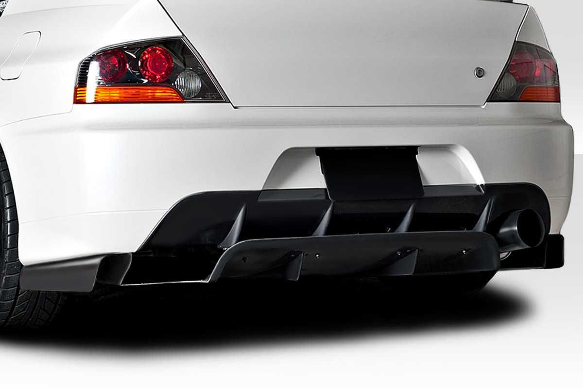 2003-2006 Mitsubishi Lancer Evolution 8 9 Duraflex VRS Rear Diffuser - 3 Piece / Vehicle Year Make Model Trim - 2003-2006-Mitsubishi Lancer ALL / Product Type - Rear Lip/Add On / Style Name -VRS / Kit Material - FRP (Fiberglass Reinforced Plastics) / Notes -