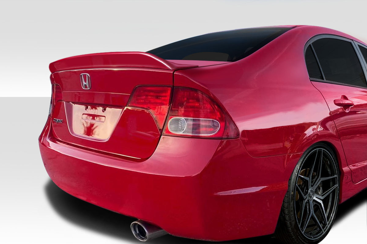 2006-2011 Honda Civic 4DR Duraflex Kingston Rear Wing Spoiler - 1 Piece / Vehicle Year Make Model Trim - 2006-2011-Honda Civic ALL / Product Type - Wing / Style Name -Kingston / Kit Material - FRP (Fiberglass Reinforced Plastics) / Notes -