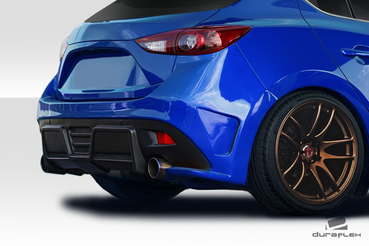2014-2016 Mazda 3 Hatchback Duraflex KSS Rear Bumper - 1 Piece / Vehicle Year Make Model Trim - 2014-2016-Mazda Mazdaspeed 3 ALL / Product Type - Rear Bumper / Style Name -KSS / Kit Material - FRP (Fiberglass Reinforced Plastics) / Notes -