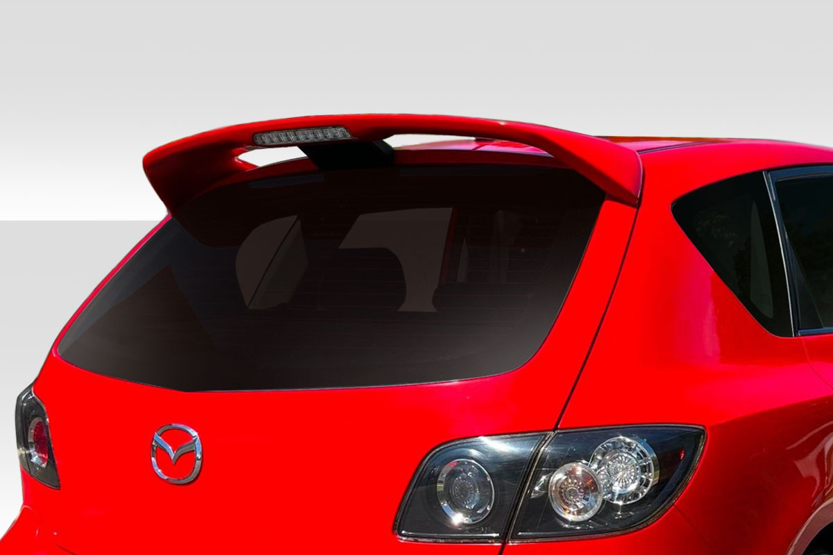 2004-2009 Mazda 3 HB Duraflex Speed3 Look Rear Wing Spoiler - 1 Piece / Vehicle Year Make Model Trim - 2004-2009-Mazda Mazda 3 HB / Product Type - Wing / Style Name -Speed3 Look / Kit Material - FRP (Fiberglass Reinforced Plastics) / Notes -