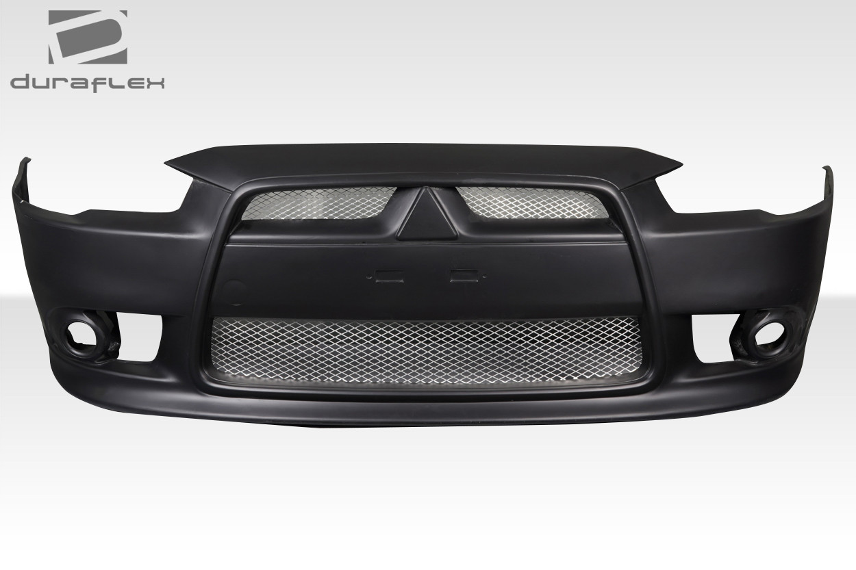 2008-2017 Mitsubishi Lancer Duraflex Ralliart Look Front Bumper - 1 Piece / Vehicle Year Make Model Trim - 2008-2017-Mitsubishi Lancer ALL / Product Type - Front Bumper / Style Name -Ralliart / Kit Material - FRP (Fiberglass Reinforced Plastics) / Notes -