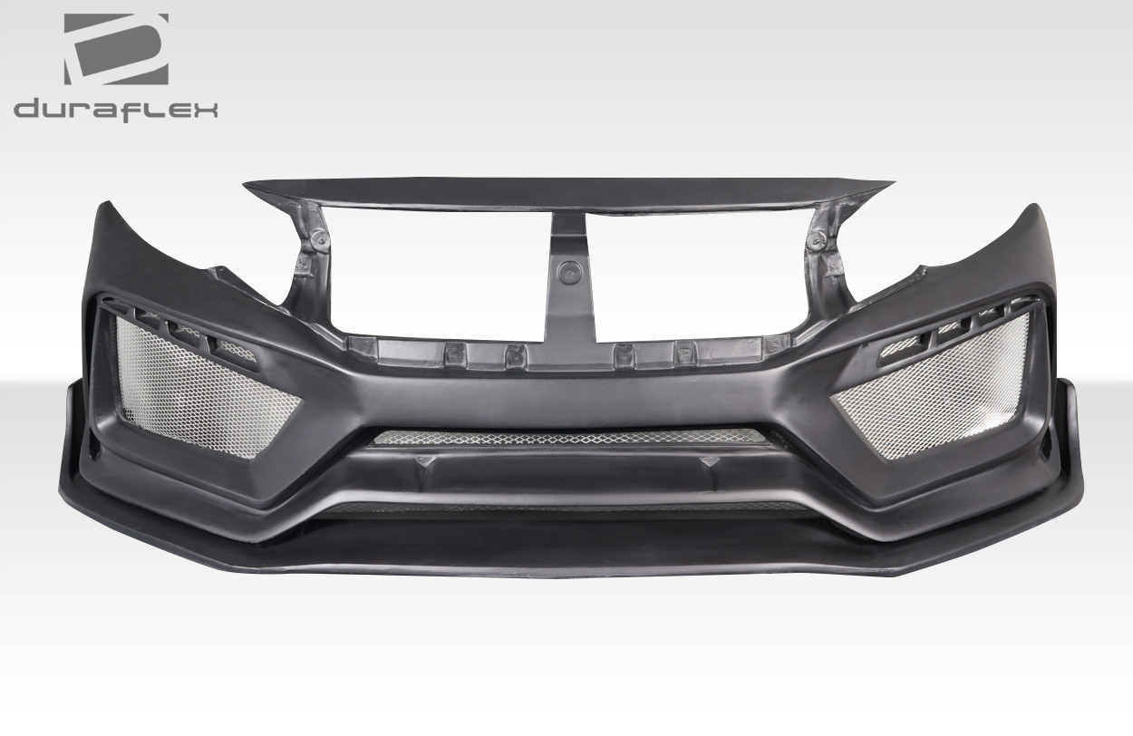 2016-2021 Honda Civic 4DR Duraflex RBT Widebody Look Front Bumper - 1 Piece / Vehicle Year Make Model Trim - 2016-2021-Honda Civic 4DR / Product Type - Front Bumper / Style Name -RBT / Kit Material - FRP (Fiberglass Reinforced Plastics) / Notes -