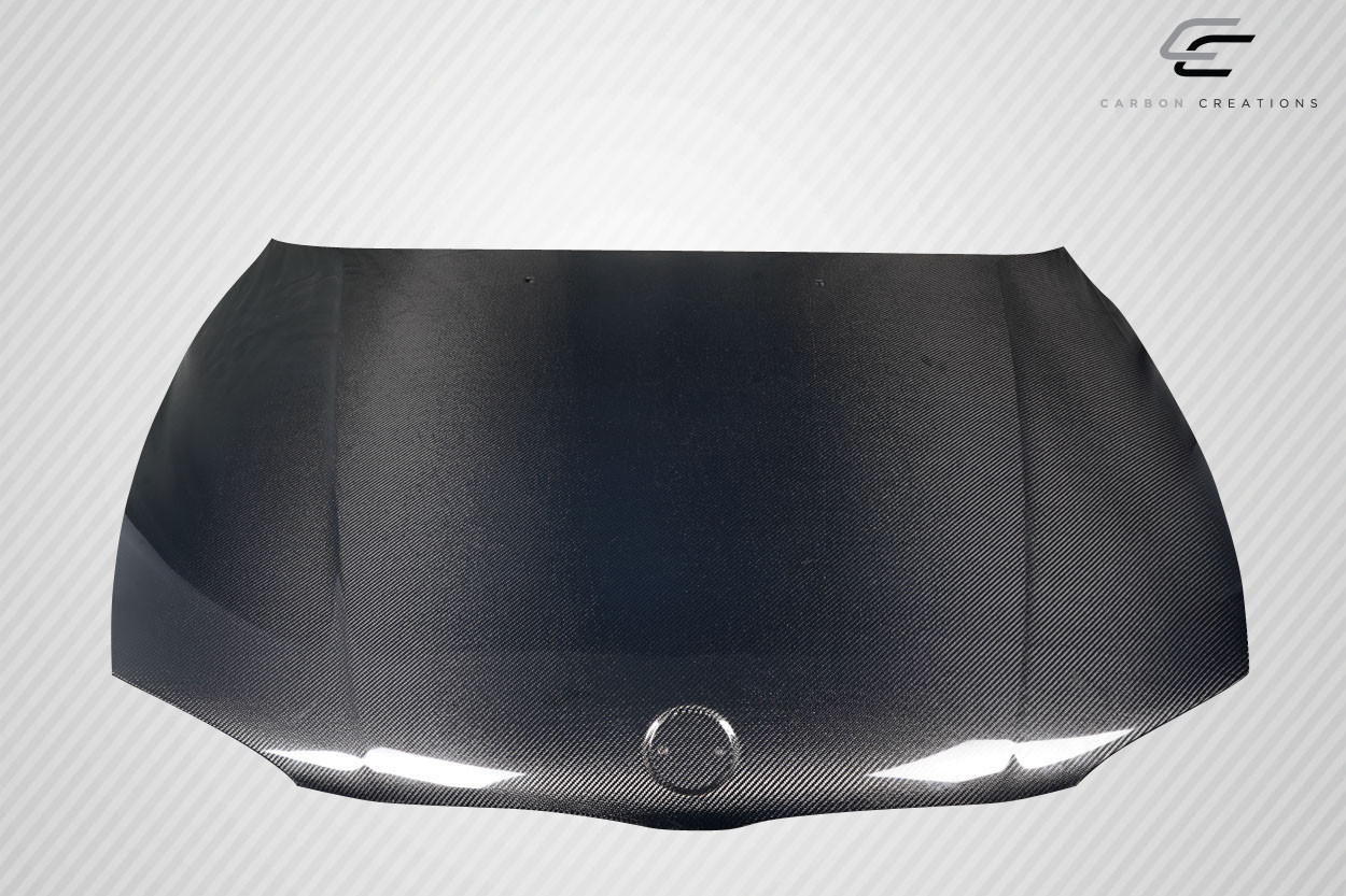 2008-2013 BMW 1 Series M Coupe E82 E88 Carbon Creations OEM Look Hood - 1 Piece / Vehicle Year Make Model Trim - 2008-2013-BMW 1 Series ALL / Product Type - Hood / Style Name -OEM Look / Kit Material - Carbon Fiber / Notes - Note: Hood pins are required.